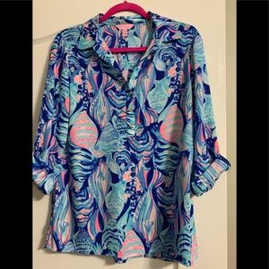 Lillie Pulitzer Laddie Top Twilight Blue Scale Up